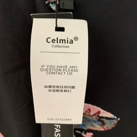 Celmia Collection NWT XXL Floral Black Jumper Cutout Sides  Buttons 0079 - Picture 8 of 10